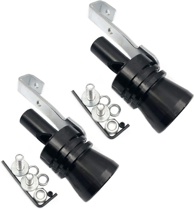 DEVMO 2pcs XL Size Aluminum Alloy Universal Turbo Sound Exhaust Muffler Pipe Whistle Car Roar Maker (XL-Black) - Image 1